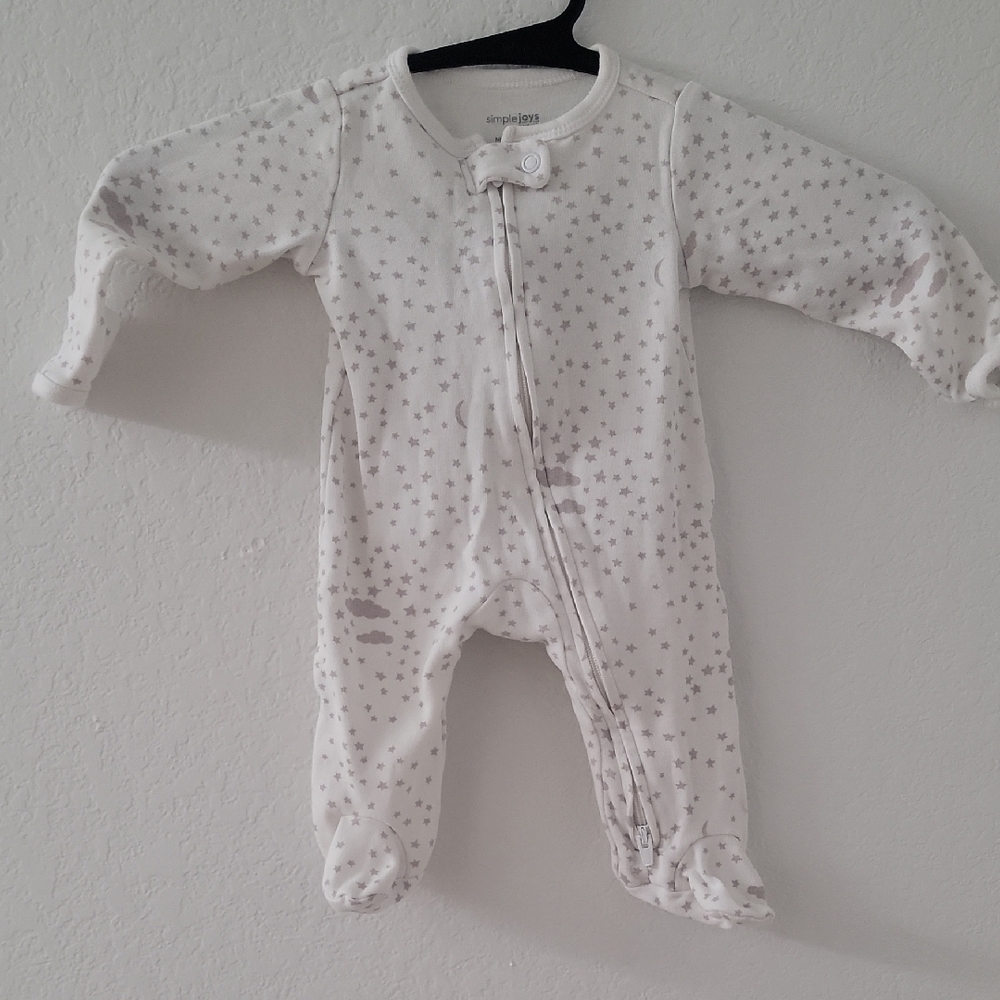 Angel Dear White and Gray One Piece Footies with Long Sleeves
